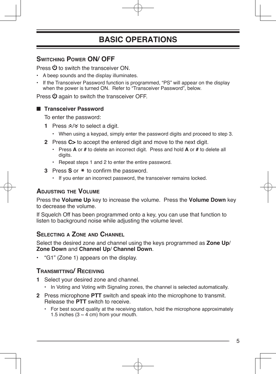 Basic operations, On/ off | Kenwood TK-8302E User Manual | Page 10 / 19