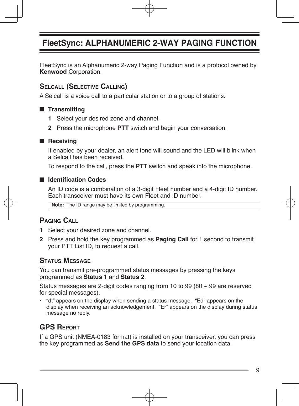 Fleetsync: alphanumeric 2-way paging function, Gps r | Kenwood TK-8302E User Manual | Page 14 / 19