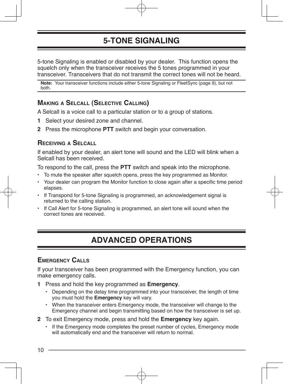 Tone signaling, Advanced operations | Kenwood TK-8302E User Manual | Page 15 / 19