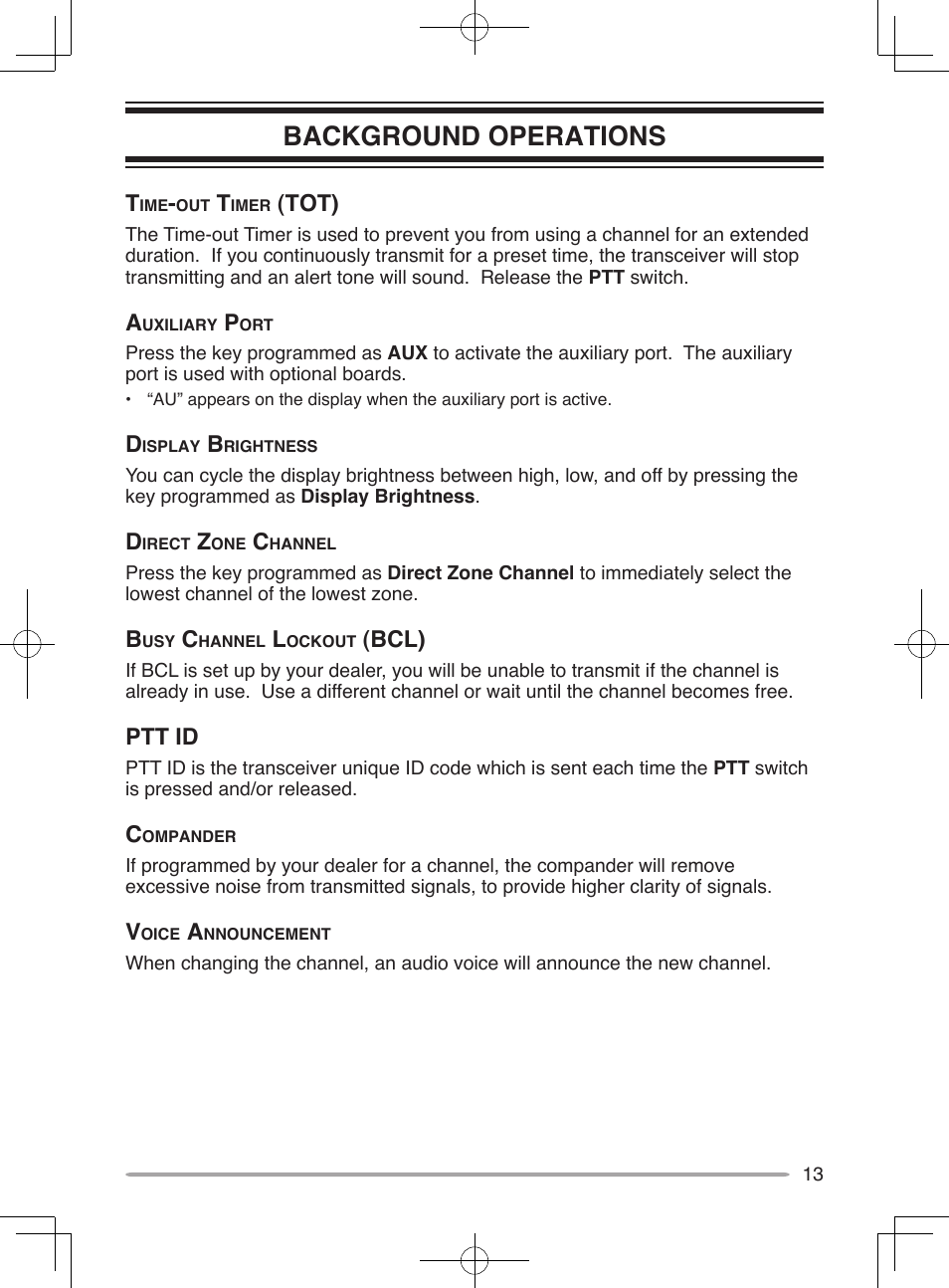 Background operations | Kenwood TK-8302E User Manual | Page 18 / 19