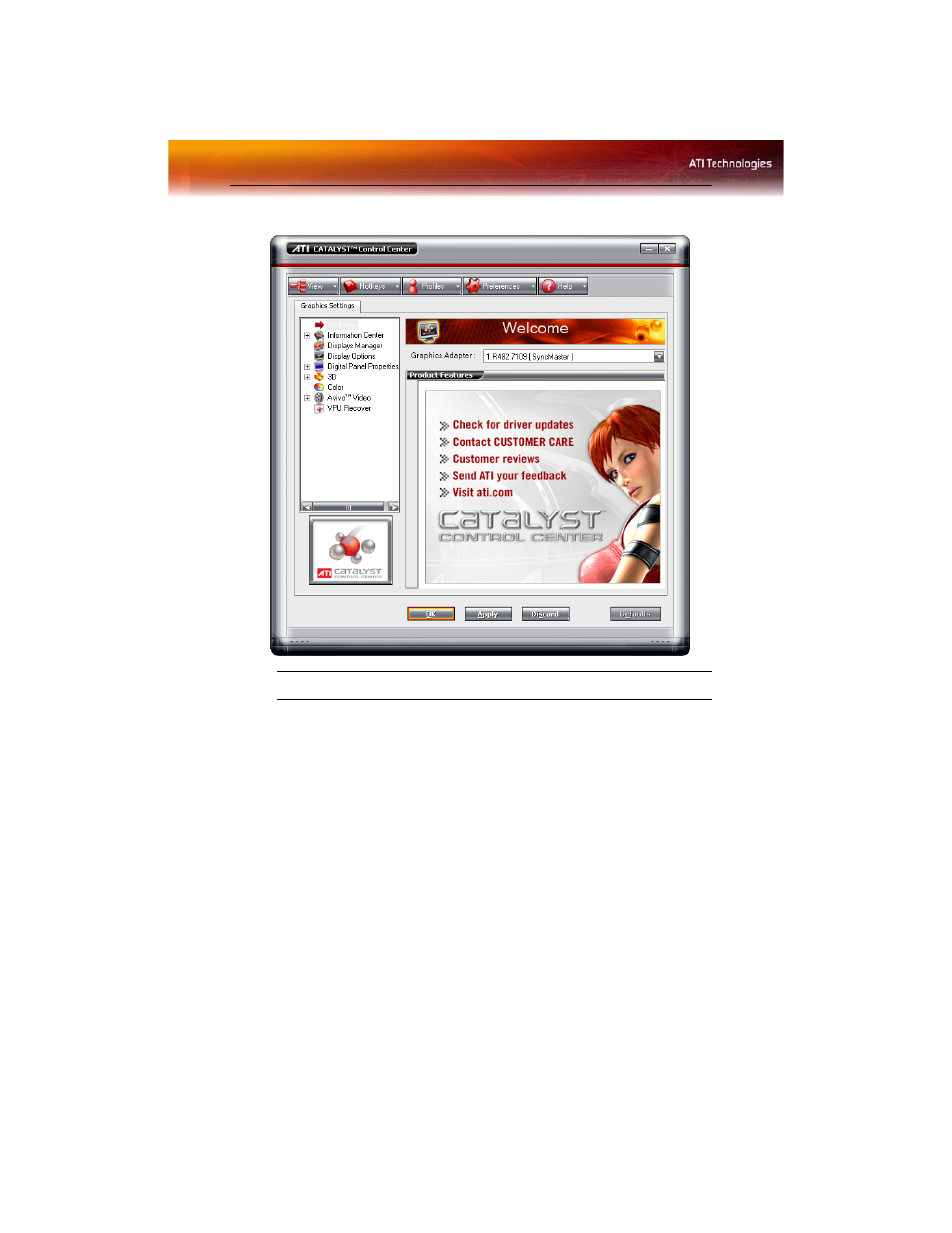Catalyst™ control center dashboard | ATI Technologies Radeon X1600 User Manual | Page 36 / 153
