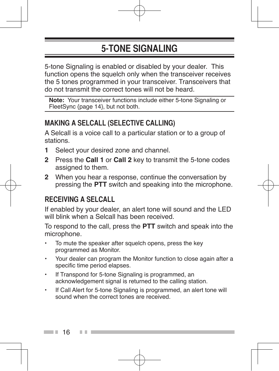 Tone signaling | Kenwood TK-2360E User Manual | Page 24 / 28