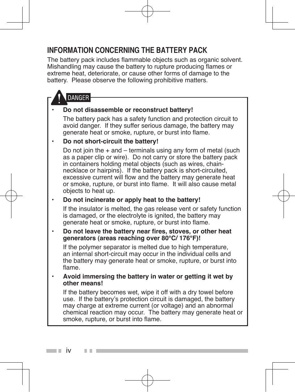 Information concerning the battery pack | Kenwood TK-2360E User Manual | Page 6 / 28