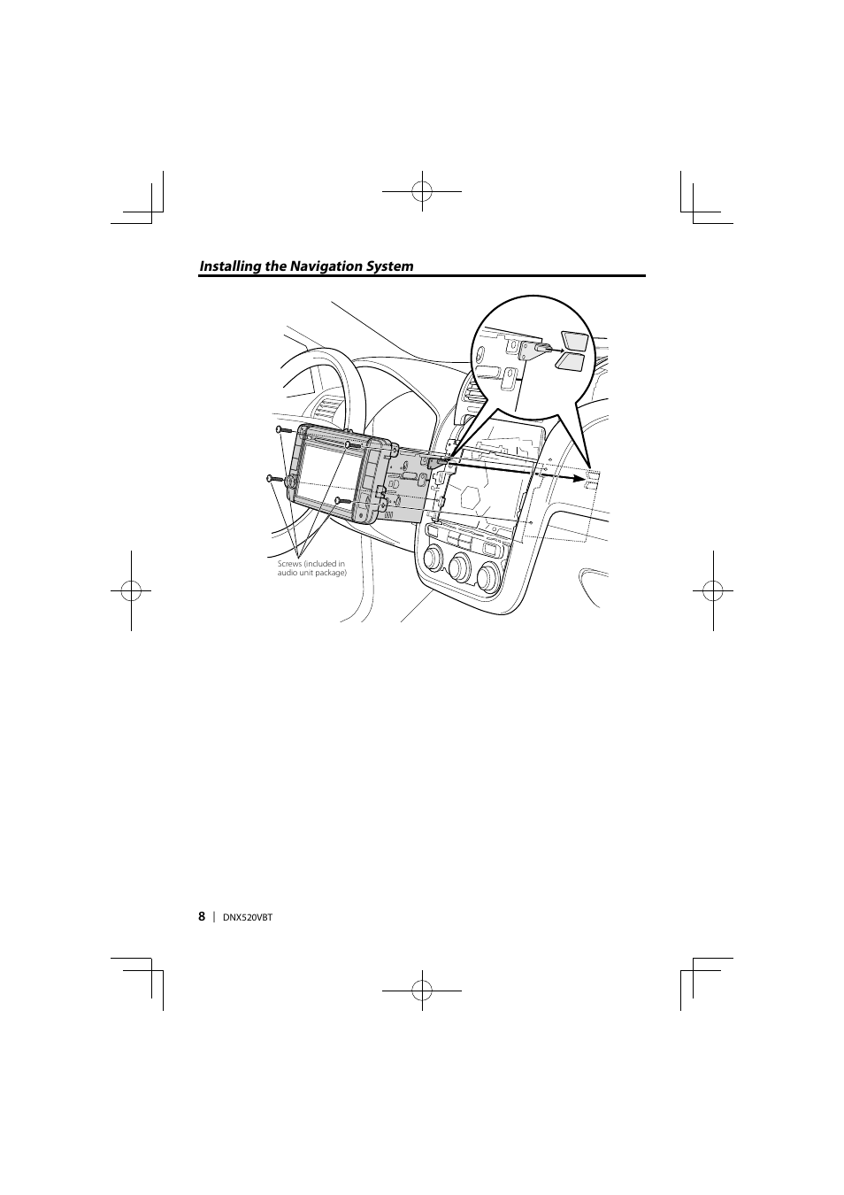 Installing the navigation system | Kenwood DNX520VBT User Manual | Page 8 / 9