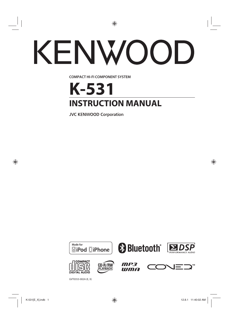 Kenwood K-531-SB User Manual | 48 pages