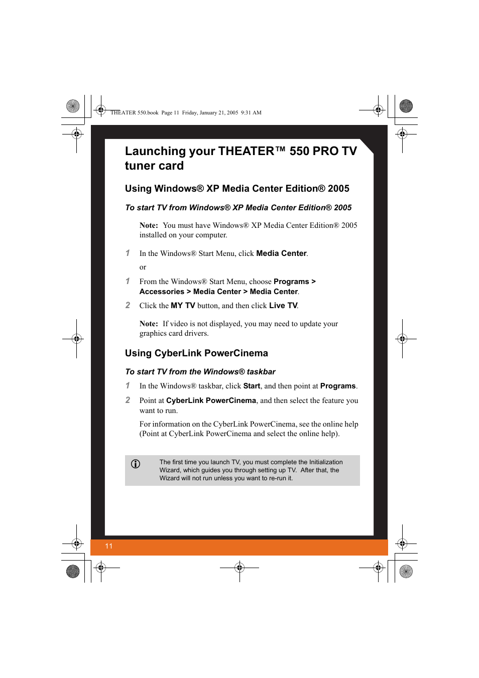 Launching your theater™ 550 pro tv tuner card | ATI Technologies THEATER 550 User Manual | Page 16 / 23