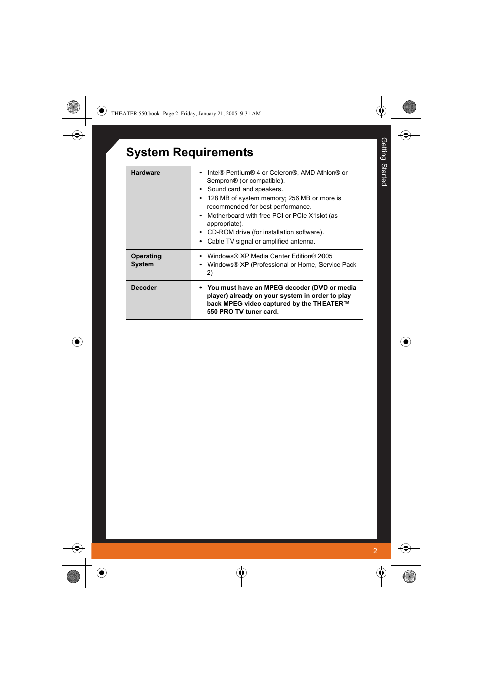 System requirements | ATI Technologies THEATER 550 User Manual | Page 7 / 23