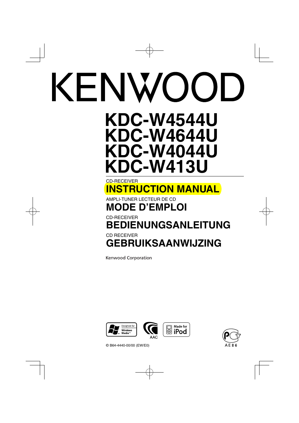 Kenwood KDC-W413UA User Manual | 27 pages