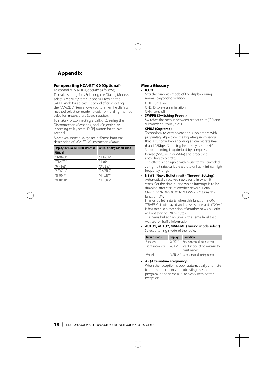 Appendix | Kenwood KDC-W413UA User Manual | Page 18 / 27