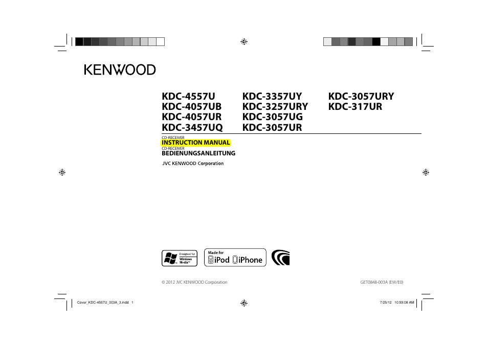 Kenwood KDC-317UR User Manual | 15 pages