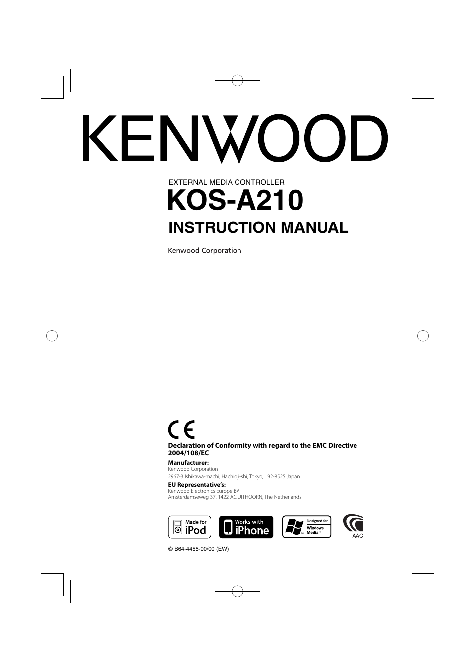 Kenwood KOS-A210 User Manual | 40 pages