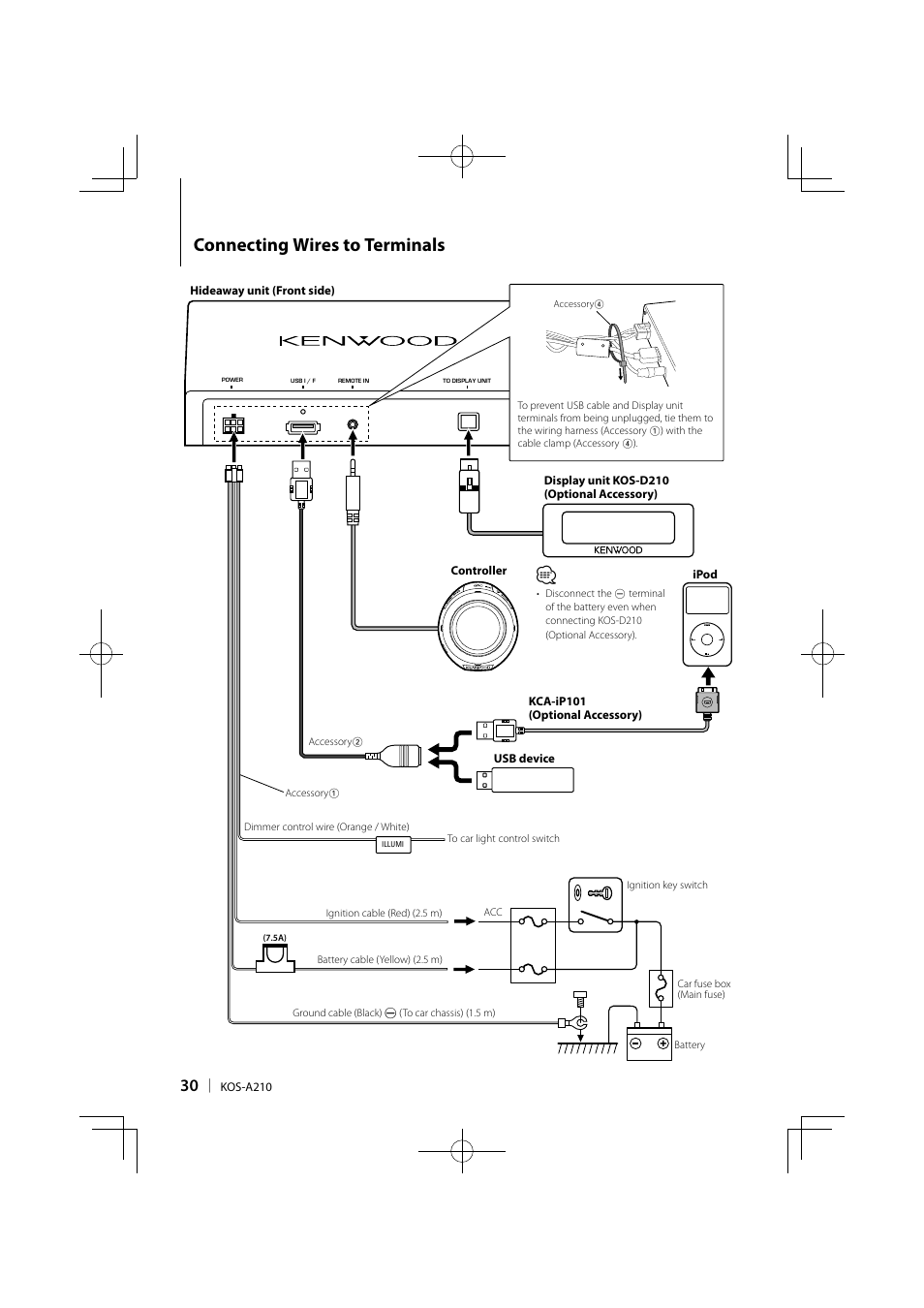 Connecting wires to terminals | Kenwood KOS-A210 User Manual | Page 30 / 40