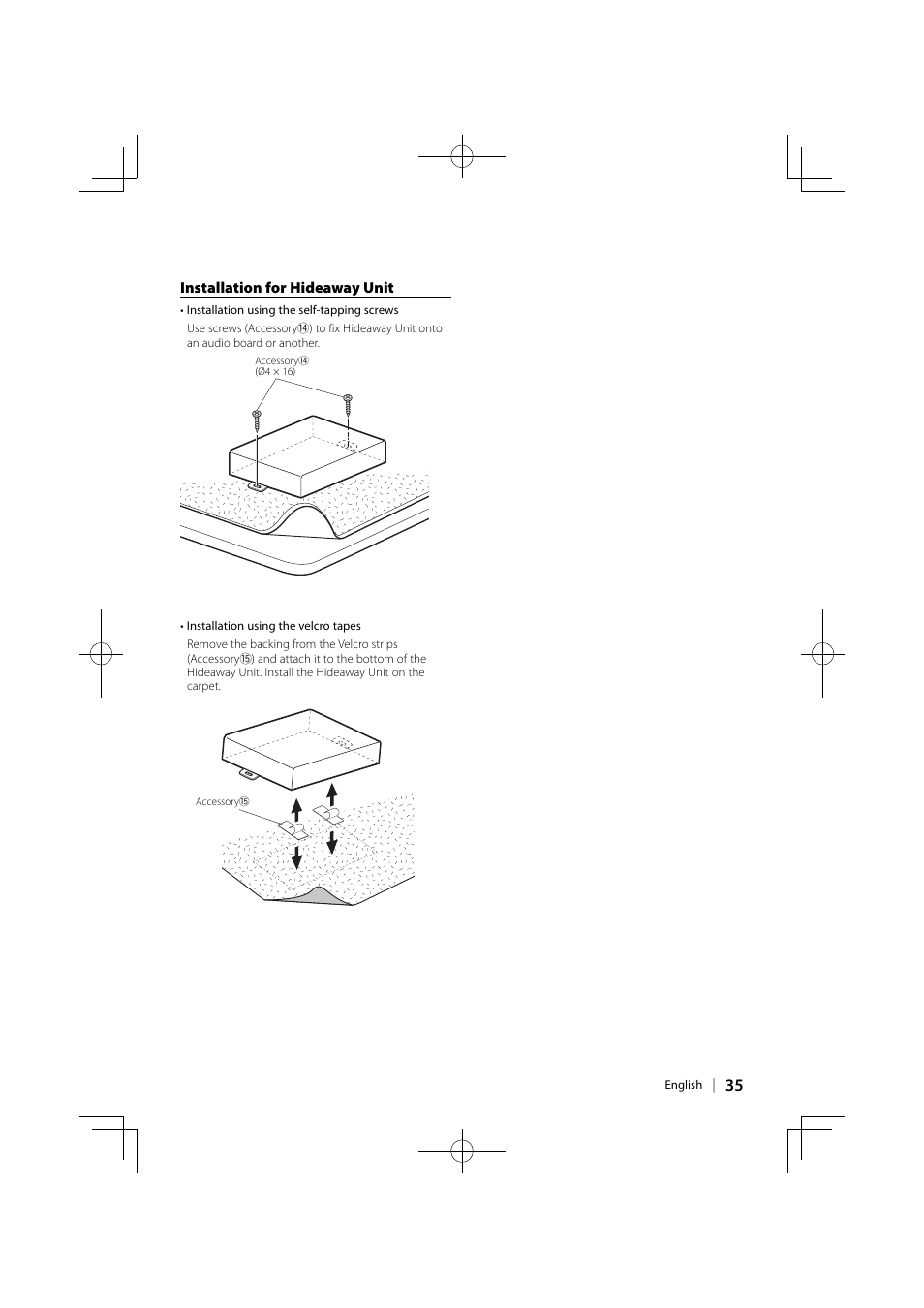 Installation for hideaway unit | Kenwood KOS-A210 User Manual | Page 35 / 40