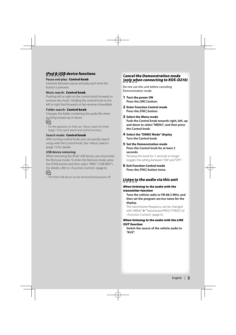 Kenwood KOS-A210 User Manual | Page 5 / 40