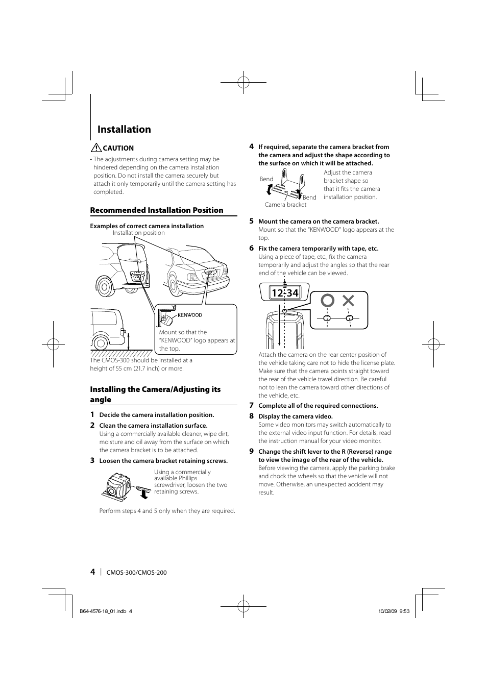 Installation | Kenwood CMOS-200 User Manual | Page 4 / 15