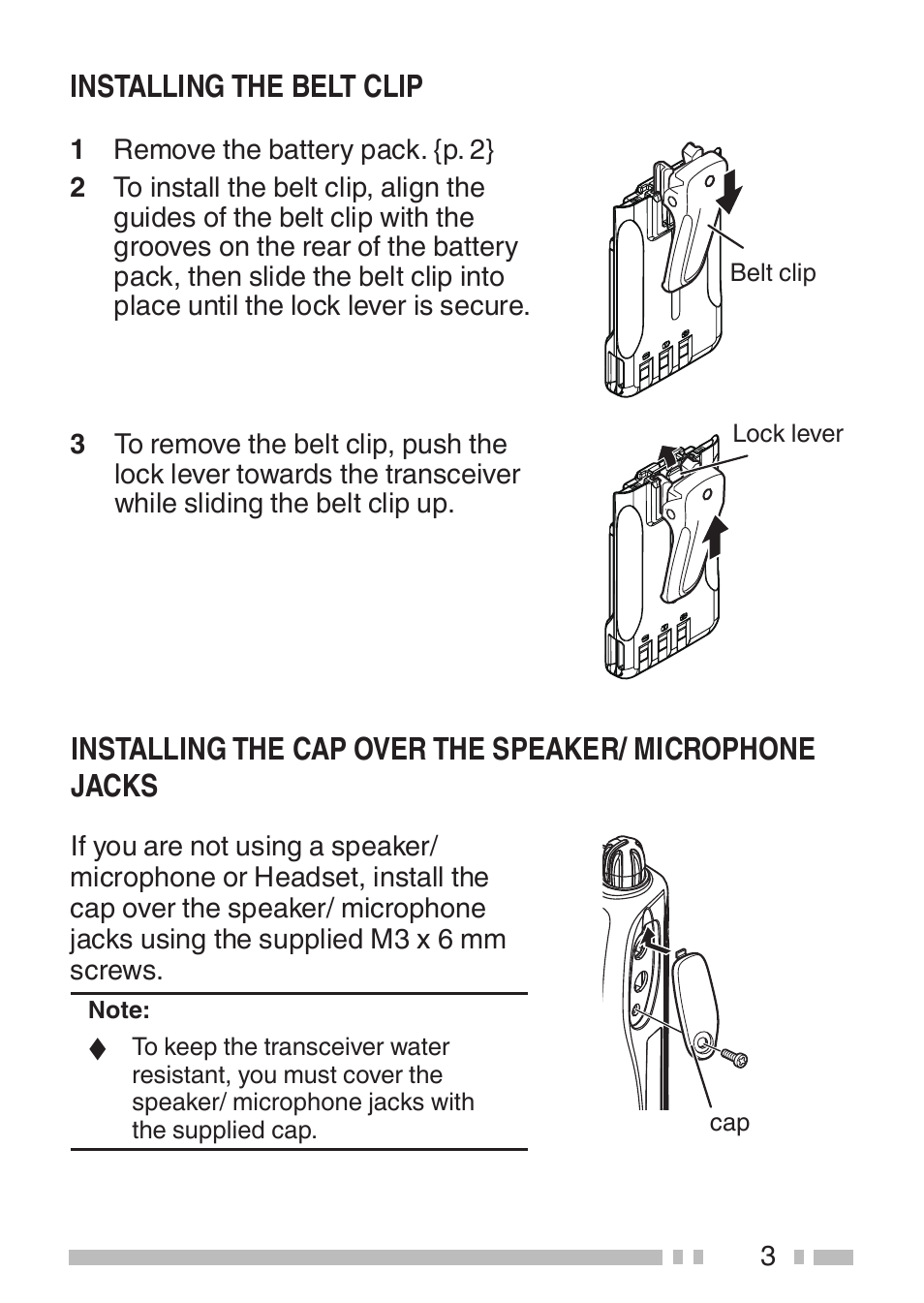 Installing the belt clip | Kenwood TK-3501E User Manual | Page 11 / 31