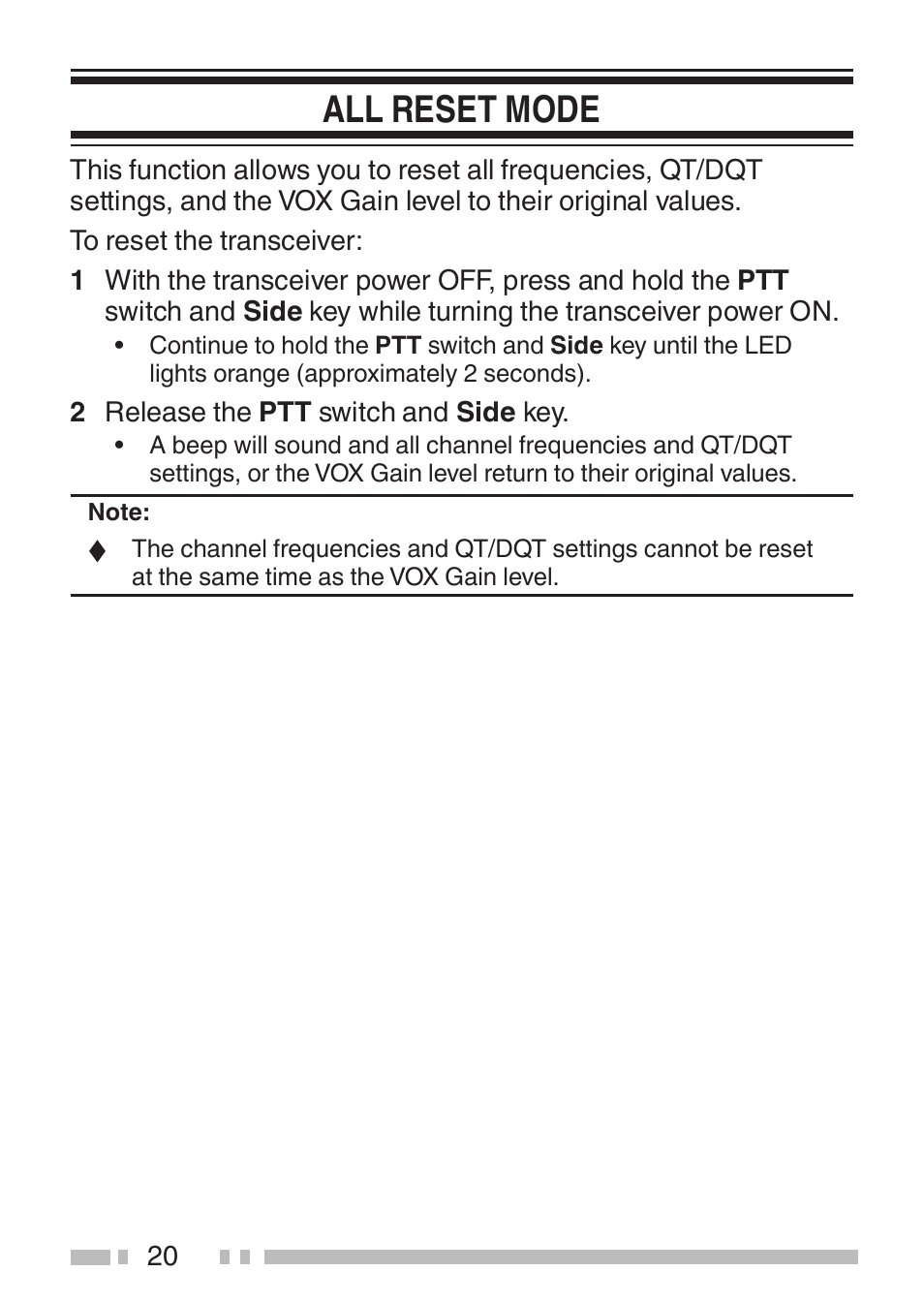 All reset mode | Kenwood TK-3501E User Manual | Page 28 / 31