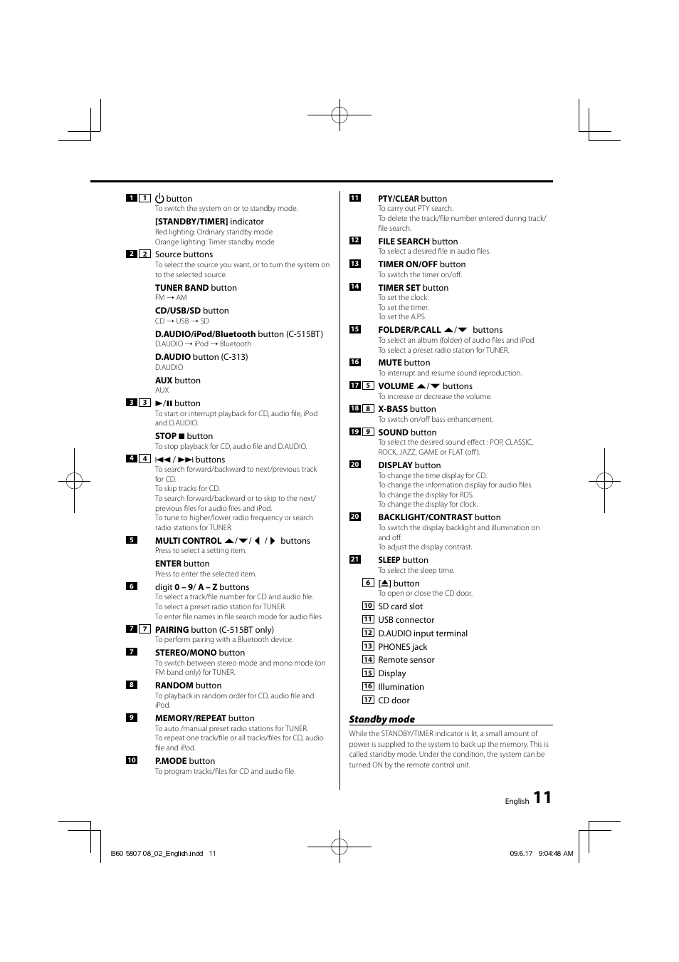 Kenwood C-515BT User Manual | Page 11 / 28