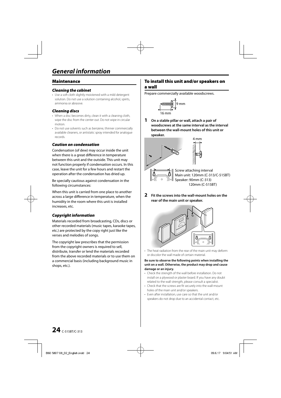 General information | Kenwood C-515BT User Manual | Page 24 / 28