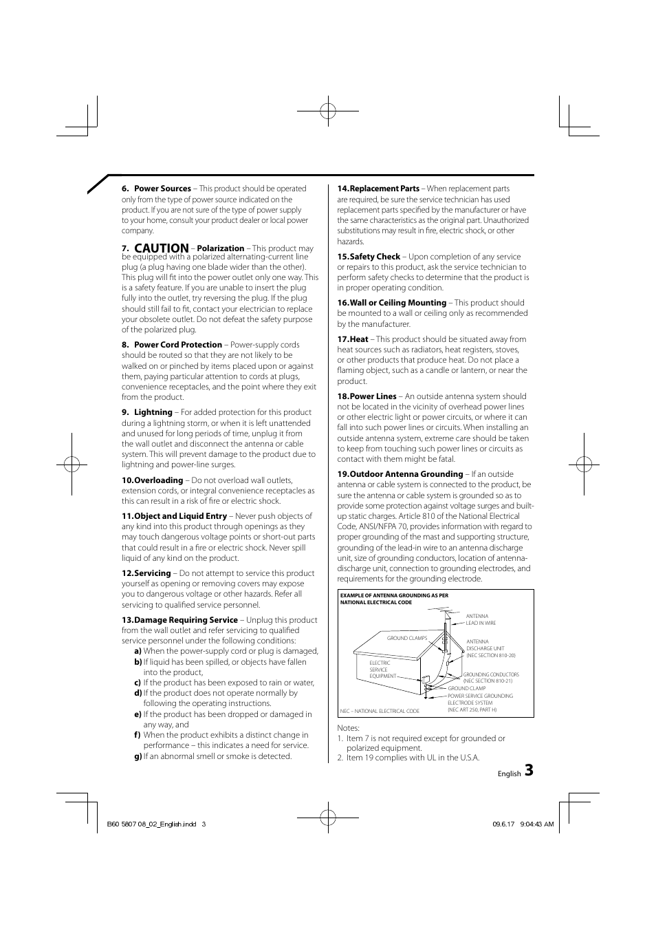 Caution | Kenwood C-515BT User Manual | Page 3 / 28