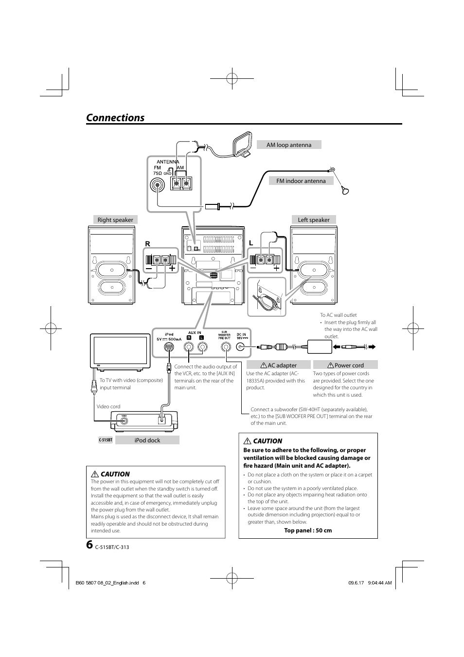 Connections | Kenwood C-515BT User Manual | Page 6 / 28