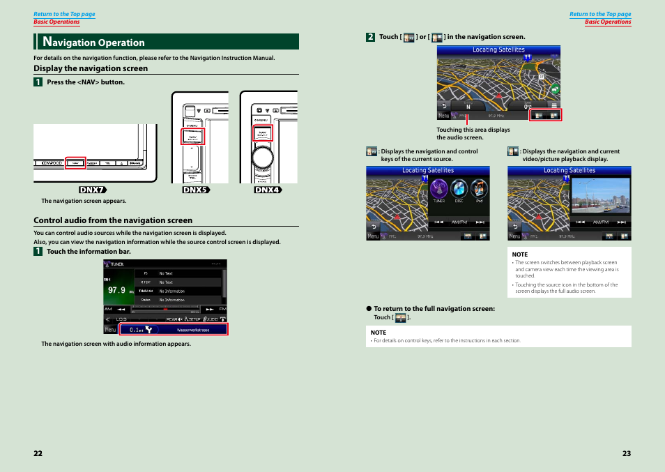 Navigation operation, Avigation operation | Kenwood DNX4230TR User Manual | Page 12 / 63