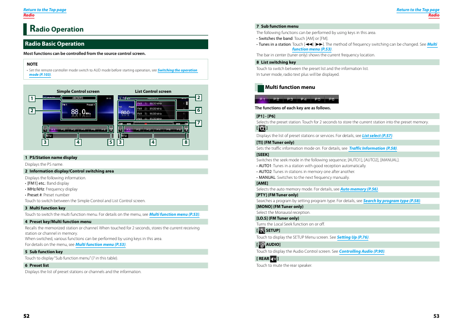 Radio operation, Radio basic operation, Adio operation | Kenwood DNX4230TR User Manual | Page 27 / 63