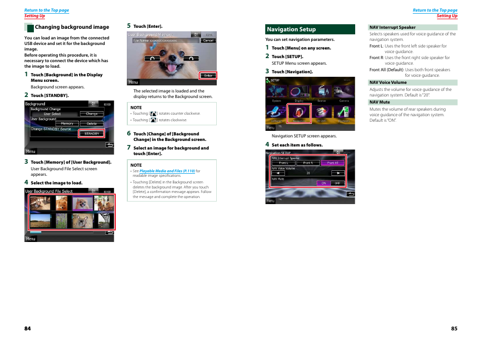 Navigation setup, Ound image, P.84) | Kenwood DNX4230TR User Manual | Page 43 / 63