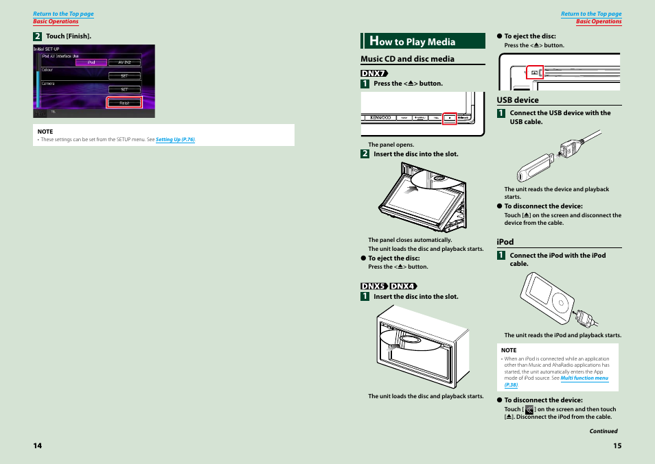 How to play media, Ow to play media | Kenwood DNX4230TR User Manual | Page 8 / 63
