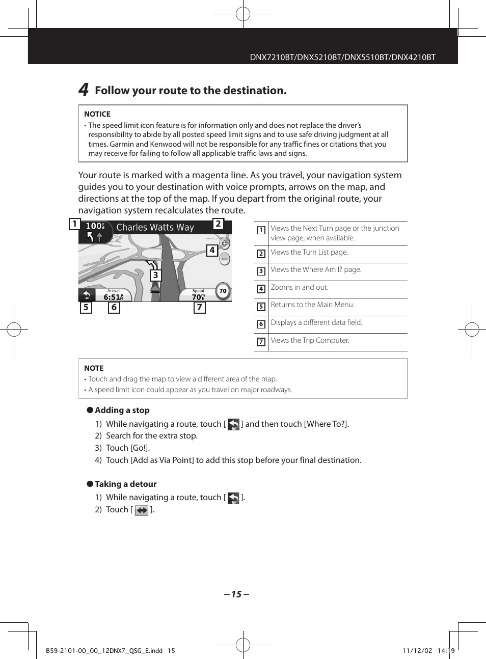 Follow your route to the destination | Kenwood DNX5210BT User Manual | Page 15 / 36