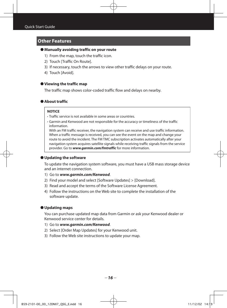 Other features | Kenwood DNX5210BT User Manual | Page 16 / 36