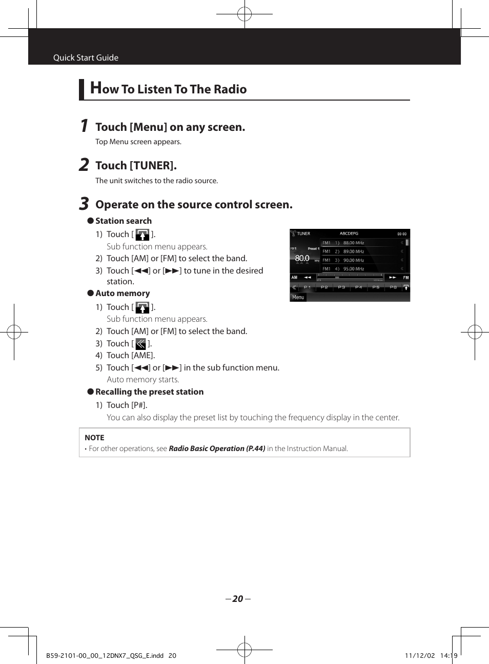 Ow to listen to the radio | Kenwood DNX5210BT User Manual | Page 20 / 36