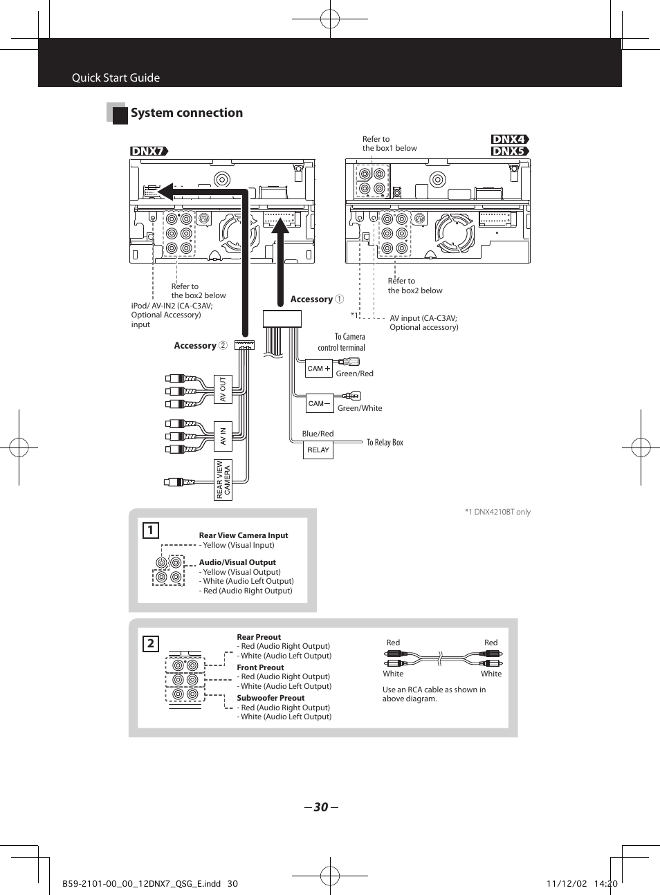 System connection, Quick start guide | Kenwood DNX5210BT User Manual | Page 30 / 36