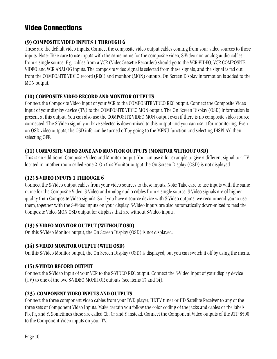 Video connections | ATI Technologies ATP 8500 User Manual | Page 10 / 36