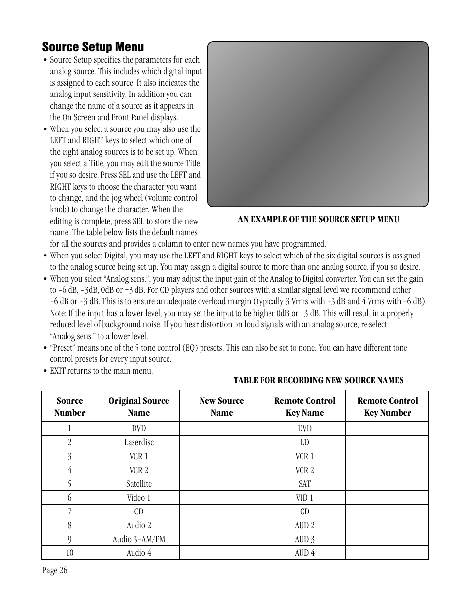 Source setup menu | ATI Technologies ATP 8500 User Manual | Page 26 / 36