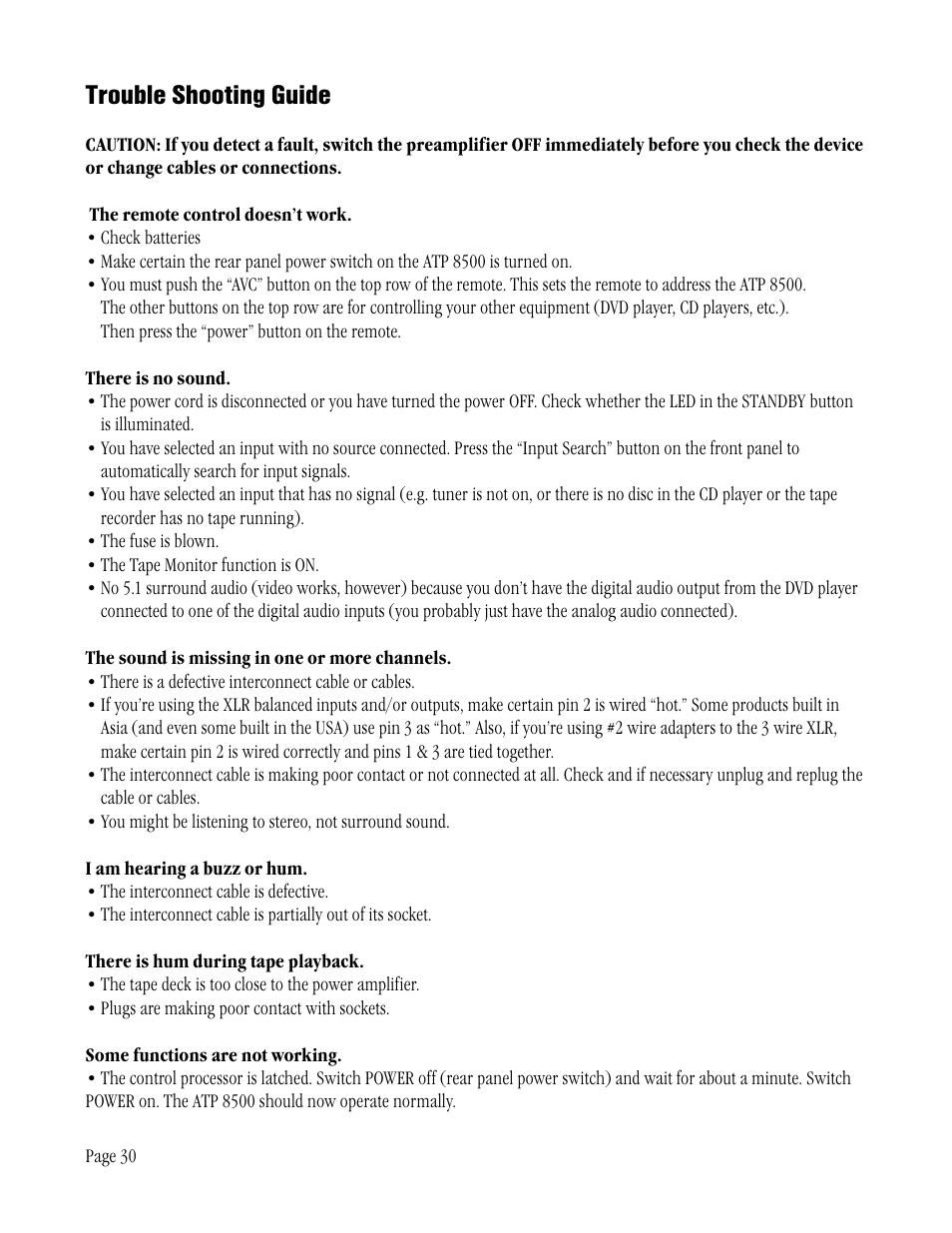 Trouble shooting guide | ATI Technologies ATP 8500 User Manual | Page 30 / 36