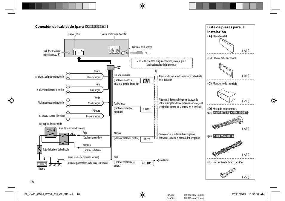 Kenwood KMR-M308BTE User Manual | Page 18 / 19