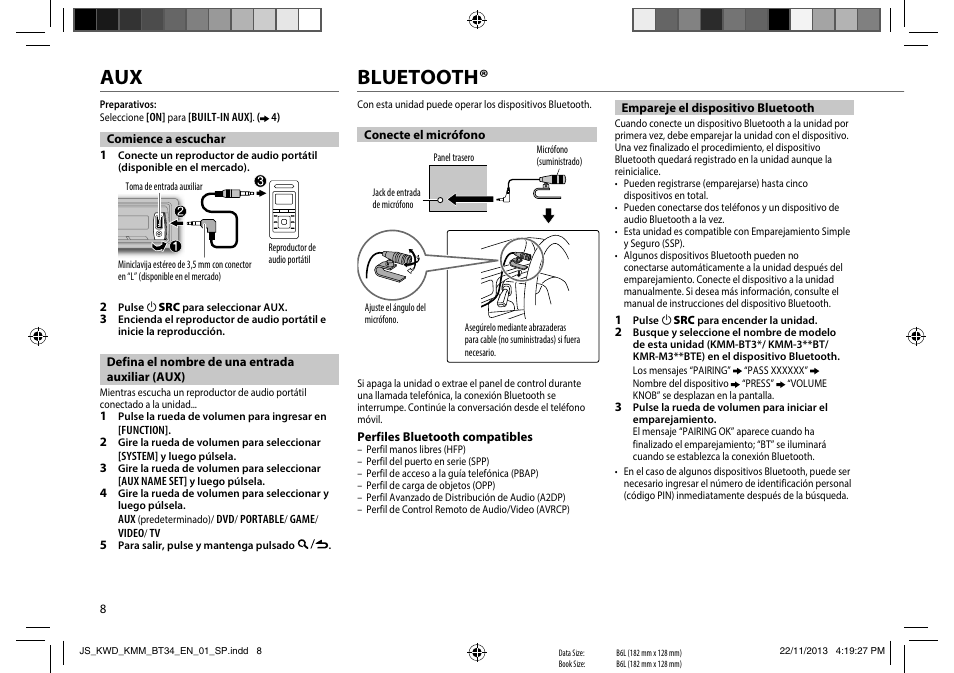 Bluetooth | Kenwood KMR-M308BTE User Manual | Page 8 / 19