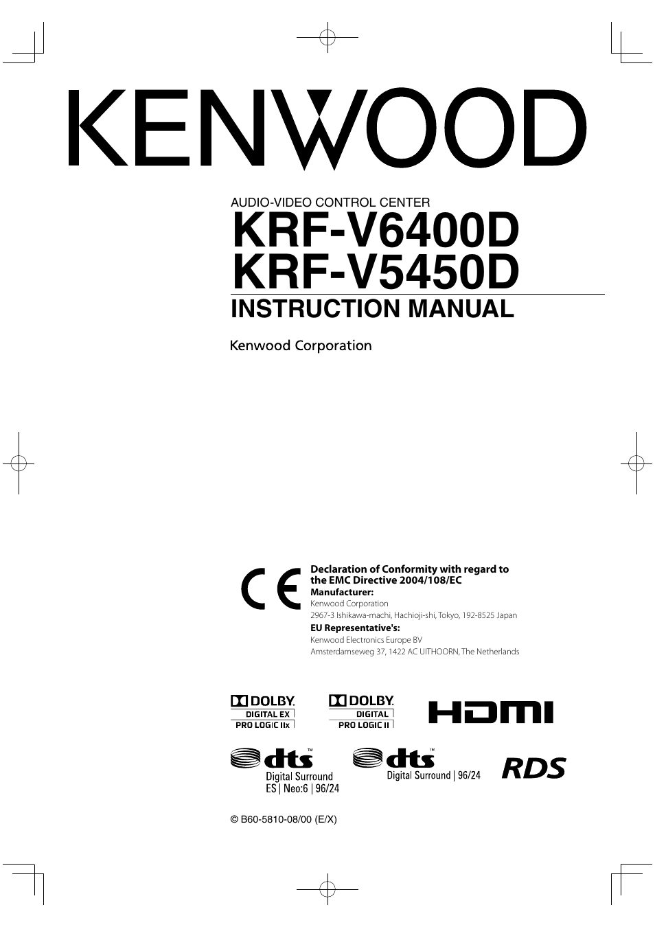 Kenwood KRF-V5450D User Manual | 48 pages