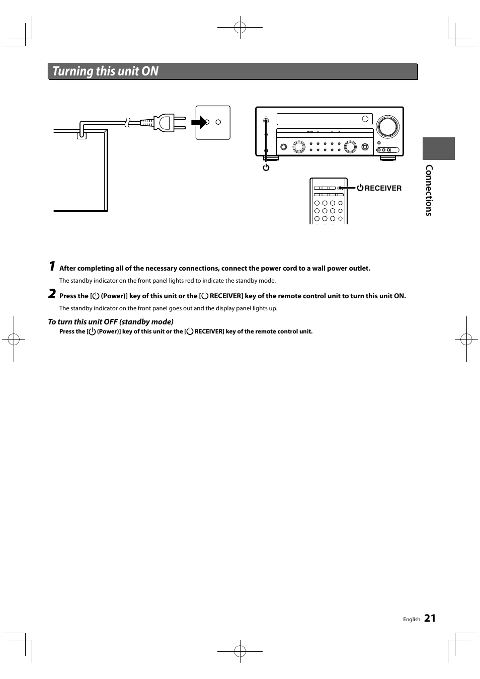 Turning this unit on | Kenwood KRF-V5450D User Manual | Page 21 / 48