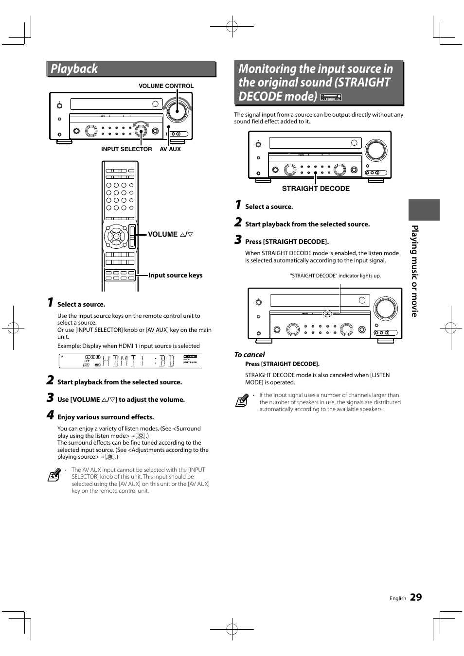 Playback | Kenwood KRF-V5450D User Manual | Page 29 / 48