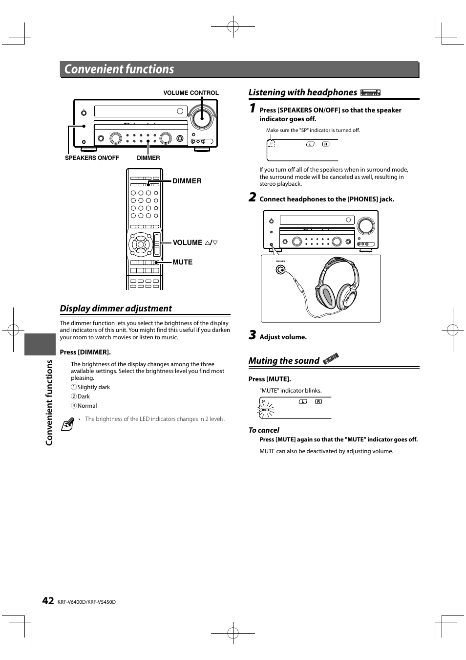Convenient functions | Kenwood KRF-V5450D User Manual | Page 42 / 48