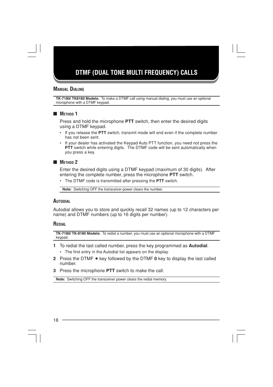 Dtmf (dual tone multi frequency) calls | Kenwood TK-7180E User Manual | Page 24 / 33