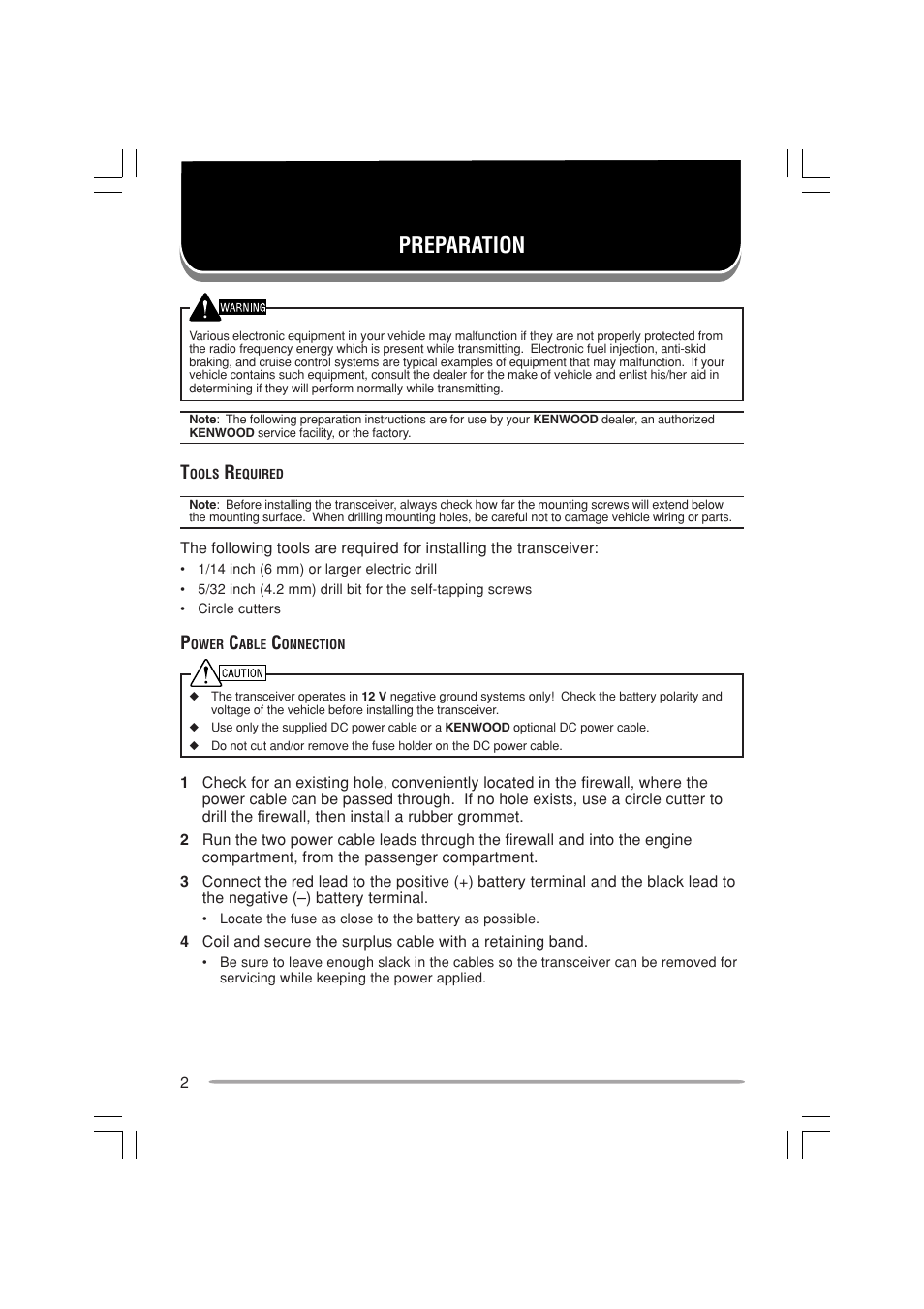 Preparation | Kenwood TK-7180E User Manual | Page 8 / 33