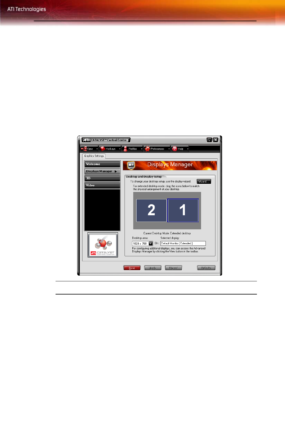 Displays manager | ATI Technologies ALL-IN-WONDER X1800 User Manual | Page 31 / 60