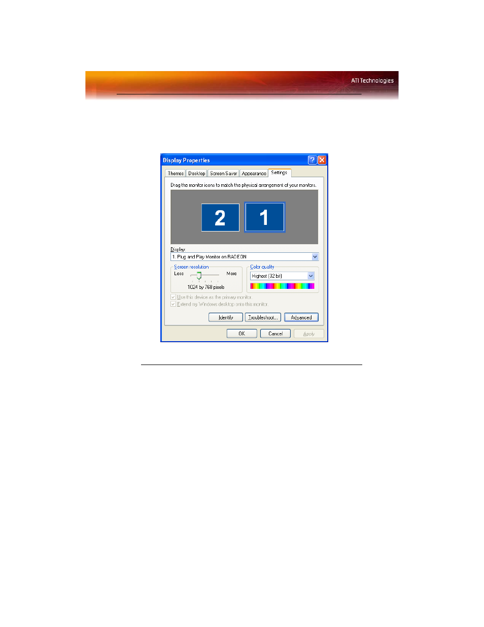 Ati displays tab | ATI Technologies Radeon X600 User Manual | Page 14 / 60