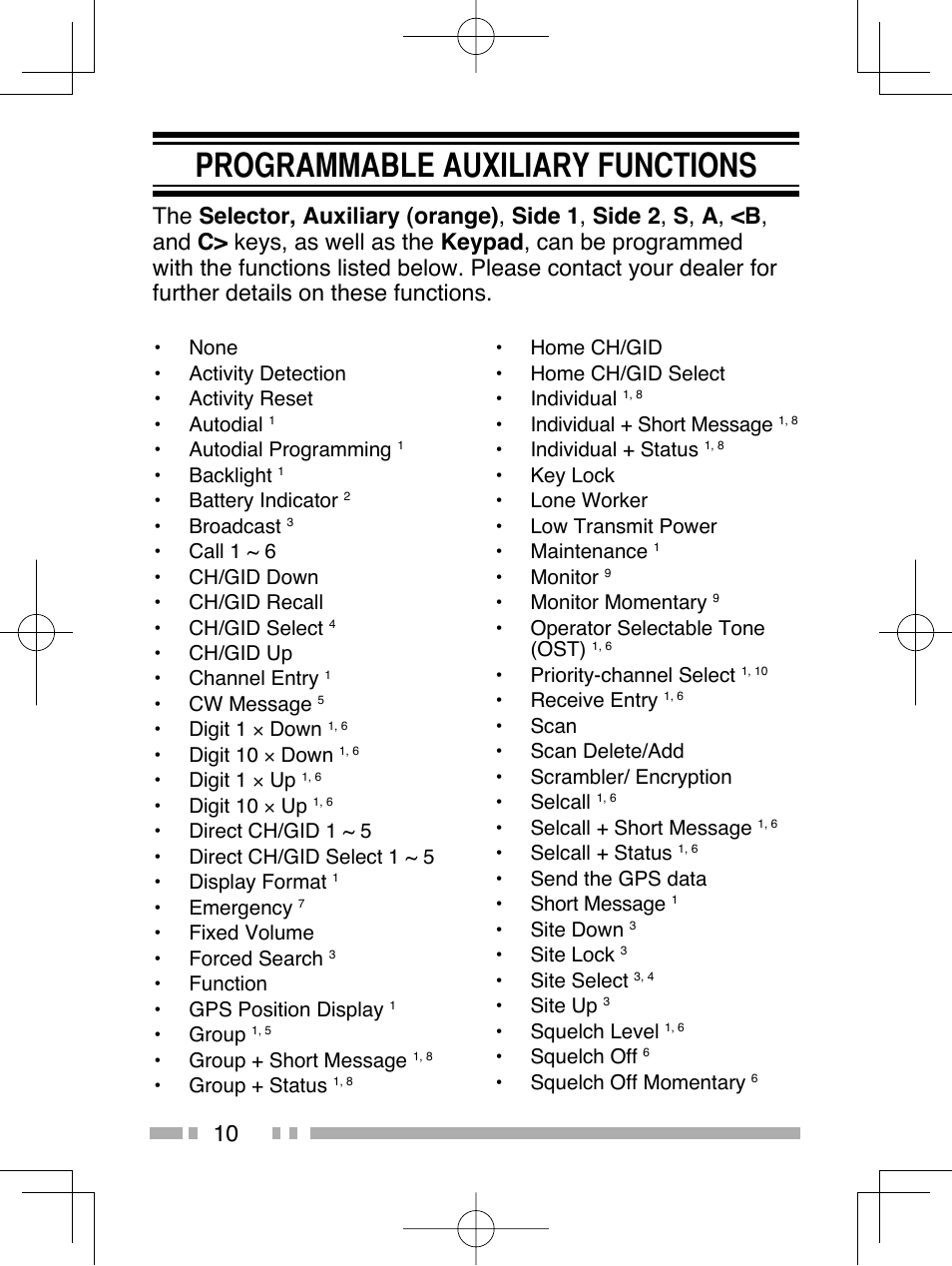 Programmable auxiliary functions | Kenwood NX-320E3 User Manual | Page 19 / 40