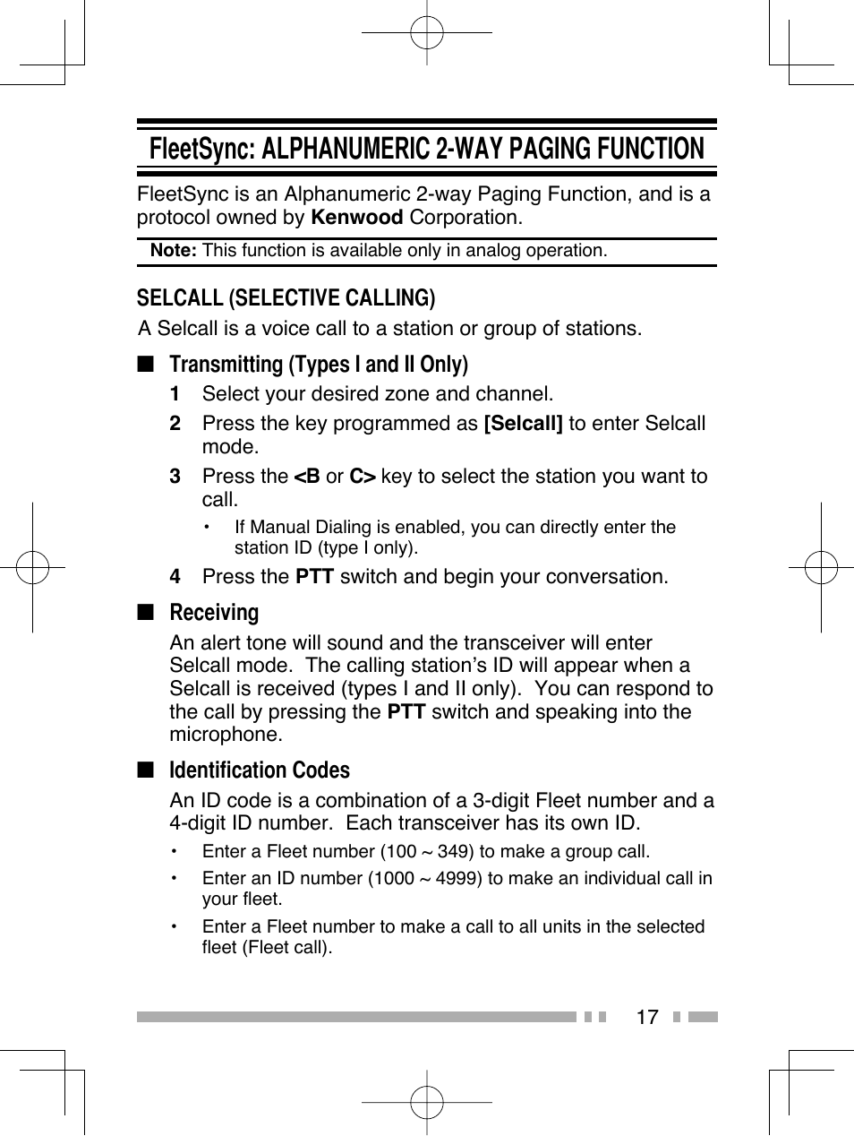 Fleetsync: alphanumeric 2-way paging function | Kenwood NX-320E3 User Manual | Page 26 / 40