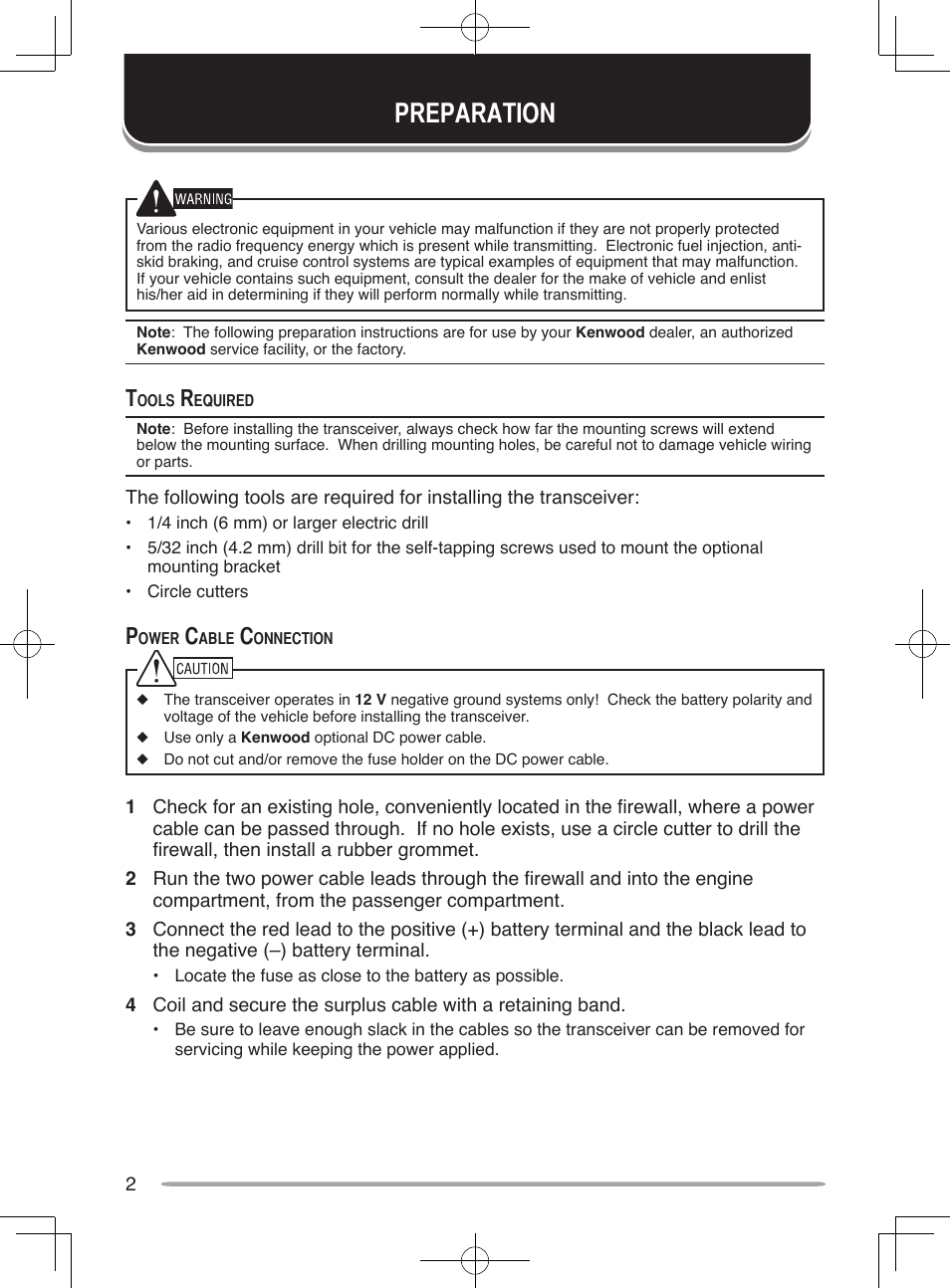 Preparation | Kenwood NX-800E User Manual | Page 10 / 31