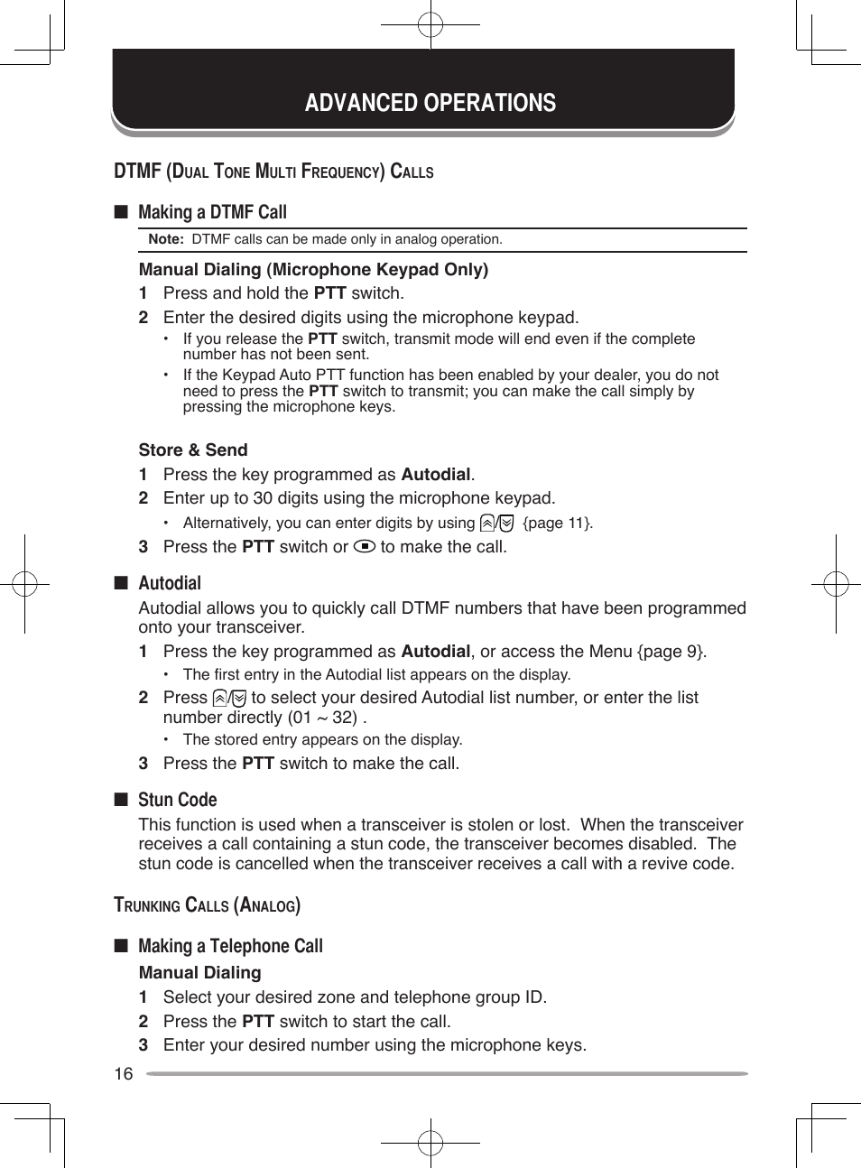 Advanced operations, Dtmf (d | Kenwood NX-800E User Manual | Page 24 / 31